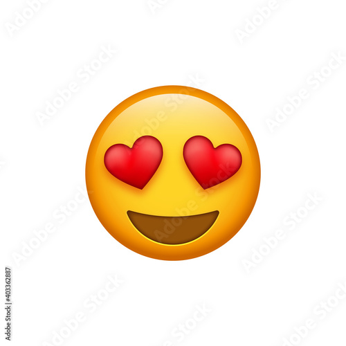Leinwandbilder Smiling Emoticon Face With Heart Eyes Happy Smiley Emoji With Heart Face Feelings Emotion 3d Icons Gate