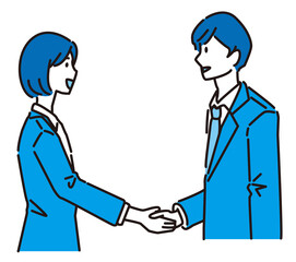 握手するビジネスウーマンとビジネスマン