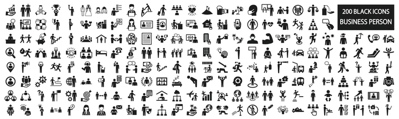 Fotobehang Business person pictogram set for various scenes © SUE