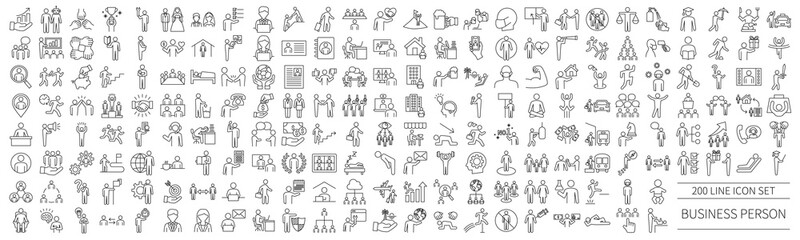 Business person pictogram set for various scenes - obrazy, fototapety, plakaty