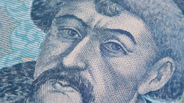 Face of ukrainian hetman Bohdan Khmelnytsky on hryvna paper bill. National currency of Ukraine hryvnia UAH. Concept of investment, success, financial prospects or career advancement, savings, payment