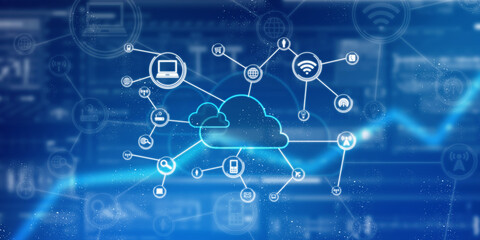 Obraz premium 2d rendering technology Cloud computing 