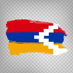 Flag Republic of Artsakh brush strokes. Flag of Nagorno-Karabakh Republic on transparent background for your web site design, app, UI.  EPS10.
