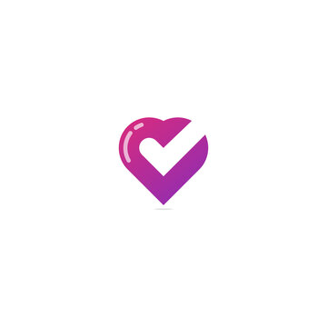 logo pink heart cek isolated