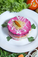 A traditional Russian dish. Restaurant serving concept. Isolated.