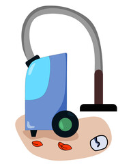 Obraz premium Vector illustration of a vacuum cleaner cleaning the yard, perfect for story book