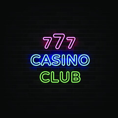 Casino Club Neon Signs Vector. 