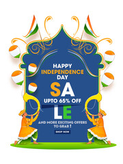 UP TO 65% Off For Independence Day Sale Template Design With Tutari Player Men.