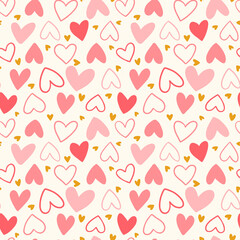 Seamless pattern for Happy Valentine's Day celebration with holiday symbols.