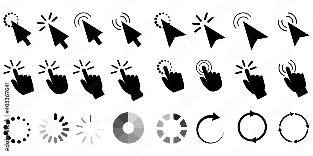 Poster set cursors loading, great design for any purposes. social icon. digital communication. computer tec