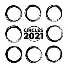 Doodle sketched circles. Doodle circle ring sketch vector