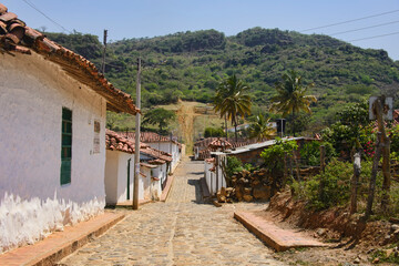 Red tiled roofs and cobblestone streets, Guane, Santander, Colombia