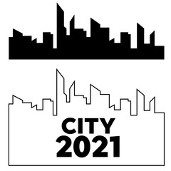 Fototapeta premium City landscape template. Thin line City landscape. Downtown landscape vector