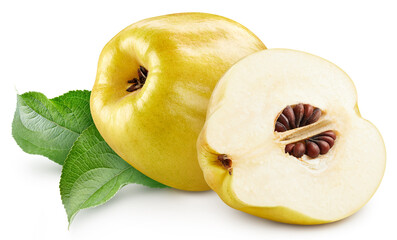 Quince and half isolated on white background