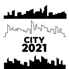 Obraz premium Silhouette city scape at design. Cityscapes silhouettes vector