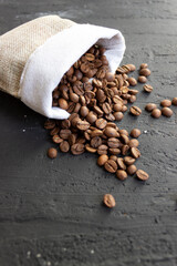 Coffee beans. Coffee beans isolated on black background. Still life food photography.
