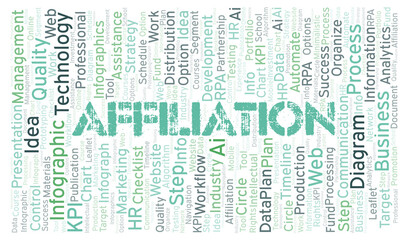 Affiliation typography word cloud create with the text only.