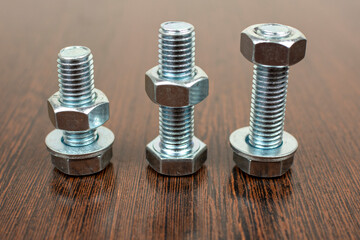 bolts and nuts for fastening the product are in a row