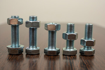 bolts and nuts for fastening the product are in a row