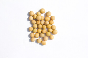 Soybean, dried soybeans isolated white background.