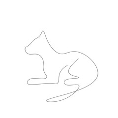 Cat silhouette line drawing, vector illustration