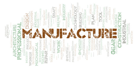 Fototapeta premium Manufacture typography word cloud create with the text only