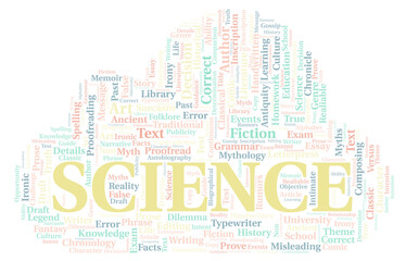 Science typography word cloud create with the text only