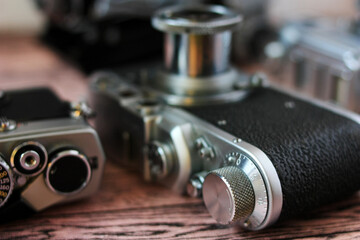 Fototapeta na wymiar Vintage film camera control knobs