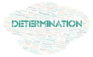 Determination typography word cloud create with the text only