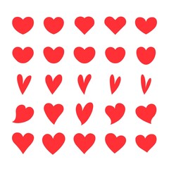 set of heart or love icons. glyph valentine symbol. wedding ornament