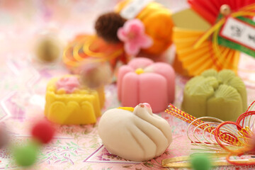 Fototapeta na wymiar 日本の伝統のお祝い事や引き出物のお菓子