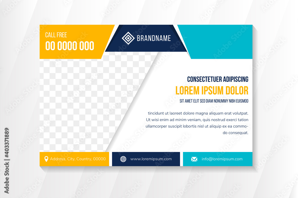 Poster abstract geometric flyer template design use horizontal layout. combination blue and orange on eleme