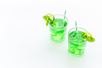 Margarita green iced cocktail with lime and mint