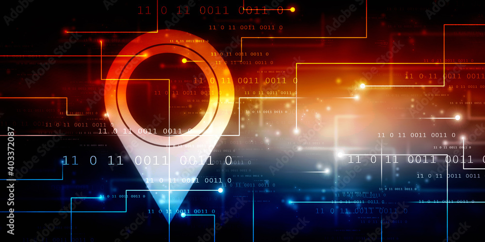 Poster 2d rendering red map pointer