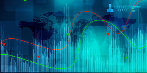 2d rendering Stock market online business concept. business Graph 