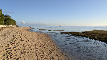 natural beach sand with sea water on Arcachon Bay in france
