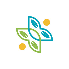 Leaf medical health care logo with simple flat concept