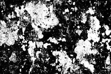 Fototapeta premium Grunge texture is black and white. The background is made of dirt, chips, scuffs, and wear. Old vintage surface splattered with ink. Soiled backdrop template