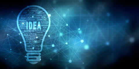 2d illustration bulb future technology, innovation background, creative idea concept 
