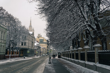 Malaya Nikitskaya Street in winter