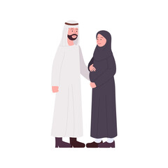 Happy Arabian Couple With Pregnancy Wife Illustration