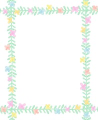 優しい水彩の葉っぱと花のフレーム4