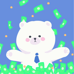 Million Bear with a blue tie money