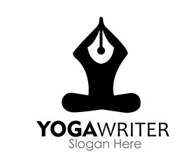 yoga writer logo design concept stock vector