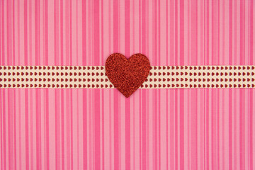Love heart on pink background
