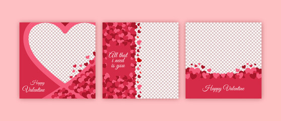 set valentine social media banner in flat design