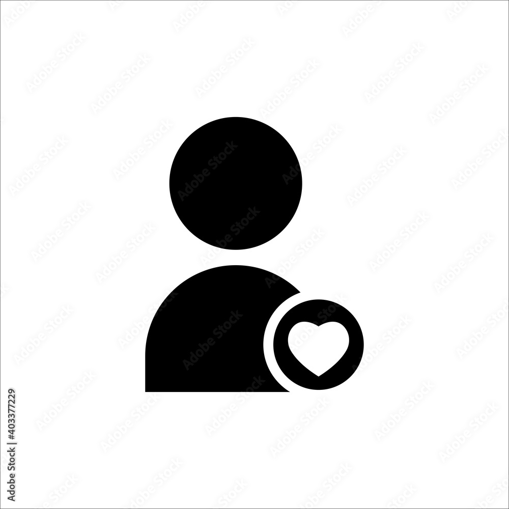 Poster user like, heart icon. admin symbols. editable stroke. simple illustration mobile concept and web de