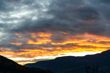 Sunset on blue sky 