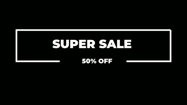 Super Sale 50% off animation motion graphic video. Promo banner, badge, sticker. 50 percent off Royalty-free Stock 4K Footage.