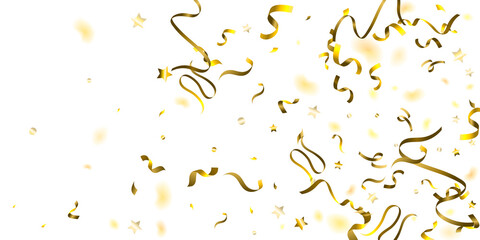 Holiday Serpentine. Gold Foil Streamers Ribbons.